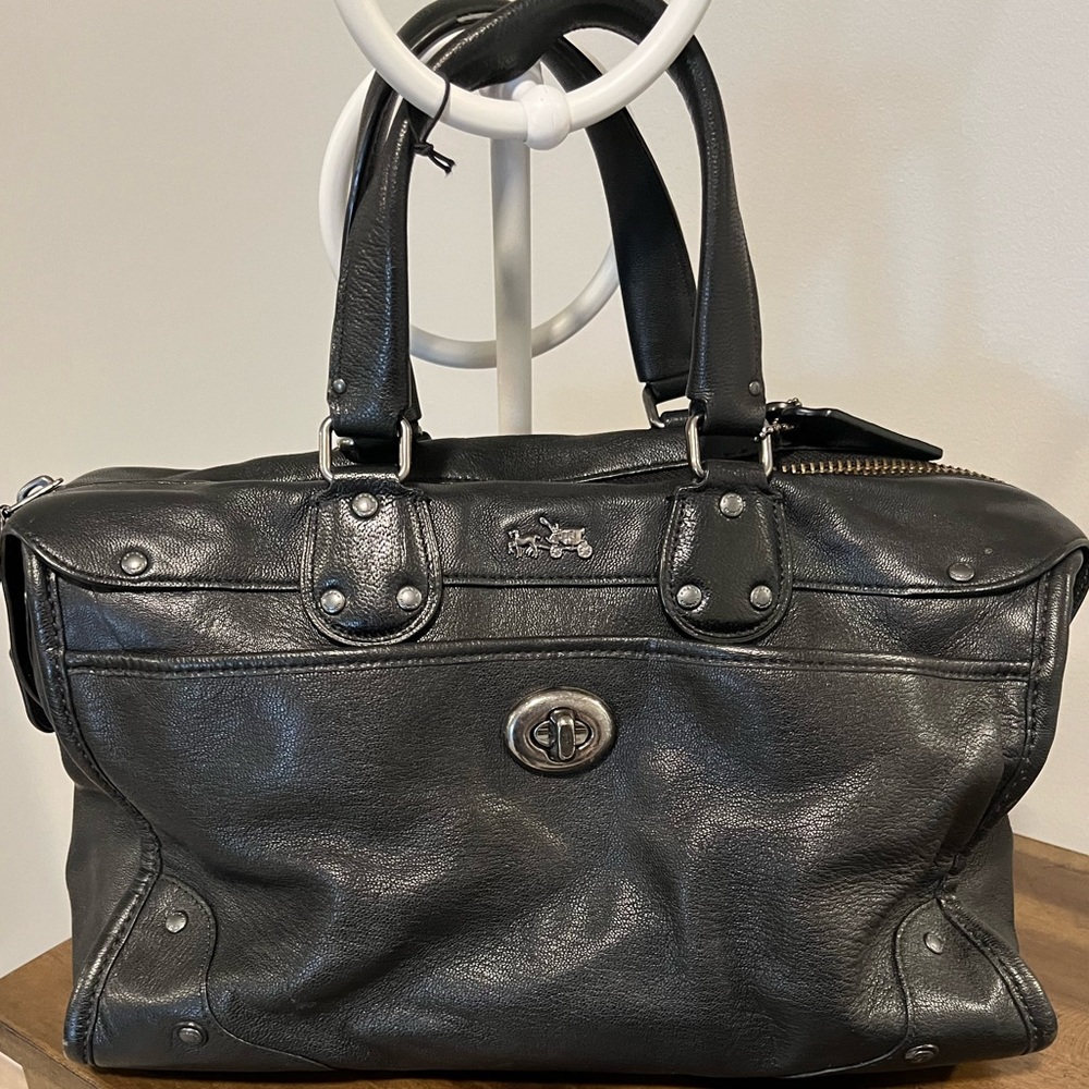 Black Leather Tote by Coach Vintage